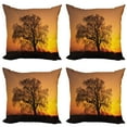 thumbnail image 1 of Ambesonne Tree Throw Pillow Cover 4 Pack, Old Oak at Sunset View, 20", Orange Brown, 1 of 6