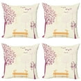 thumbnail image 1 of Ambesonne Tree Throw Pillow Cover 4 Pack, Park Bench Pastel Color, 16", Orange Purple, 1 of 6
