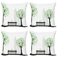 thumbnail image 1 of Ambesonne Tree Throw Pillow Cover 4 Pack, Urban and Rural Harmony, 24", Green Black, 1 of 5