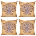 thumbnail image 1 of Ambesonne Tree Throw Pillow Cover 4 Pack, Vintage Swirls, 18", Cream Brown, 1 of 5