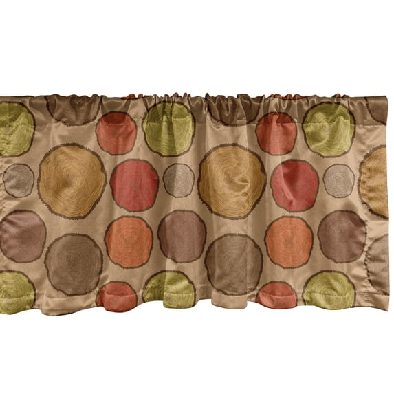 Ambesonne Tree Window Valance, Old Cut Tree Trunks Vintage, 54" X 18", Multicolor