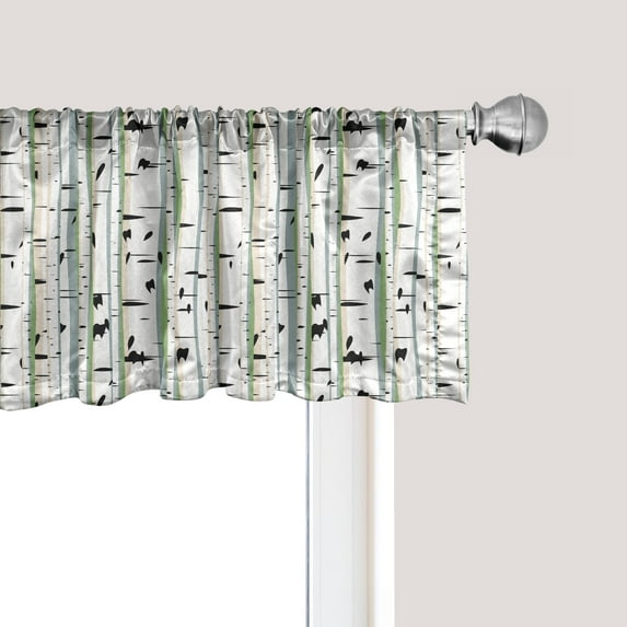 Ambesonne Tree Window Valance, Trunks of Birches Colorful Dense Forest Design Botanical Spring Season Illustration, Curtain Valance for Kitchen Bedroom Decor with Rod Pocket, 54" X 12", Multicolor