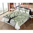 thumbnail image 1 of Ambesonne Tree of Life Fitted & Top Sheet Set with Shams, Nature Living Leaves, Black White Green, 1 of 5