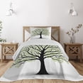 thumbnail image 1 of Ambesonne Tree of Life Quilted Coverlet 2 Pcs, Nature Living Leaves, Twin Size, Black White Green, 1 of 5