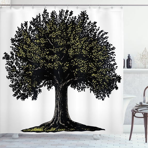 Ambesonne Tree of Life Shower Curtain, Digital Fruit Tree, 69"Wx84"L, Brown Green