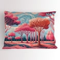 thumbnail image 1 of Ambesonne Trees Pillow Sham, Surreal Forest Sky Painting, 26" X 20", Pink Coral Blue Grey, 1 of 2