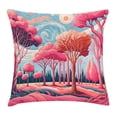 thumbnail image 1 of Ambesonne Trees Throw Pillow Cushion Cover, Surreal Forest Sky Painting, 28" X 28", Pink Coral Blue Grey, 1 of 2