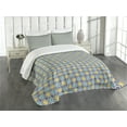 thumbnail image 1 of Ambesonne Trellis Quilted Bedspread Set 3 Pcs, Antique Retro Pattern, King Size, Purple Yellow Sky Blue, 1 of 5