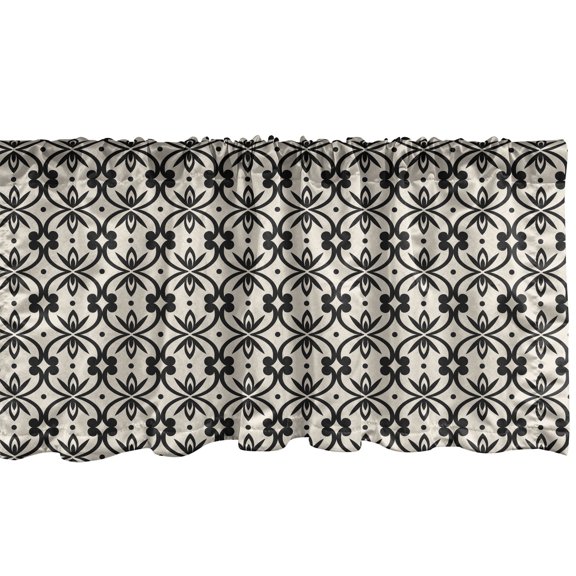 Ambesonne Trellis Window Valance, Abstract Vintage Layout, 54" X 12", Eggshell Charcoal Grey