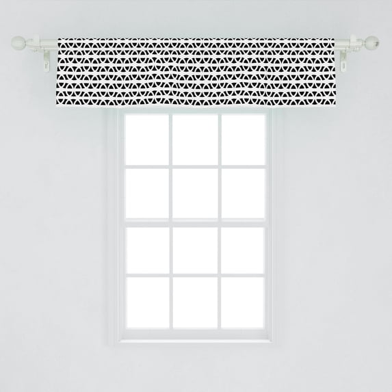 Ambesonne Trellis Window Valance, Horizontally Composed Round Unfinished Shapes Simplistic and Classic Look, Curtain Valance for Kitchen Bedroom Decor with Rod Pocket, 54" X 12", Charcoal Grey White