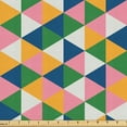thumbnail image 1 of Ambesonne Triangle Pattern Fabric by the Yard Upholstery, Art Modern Shapes, 5 Yards, Pastel Pink and Fern Green, 1 of 5