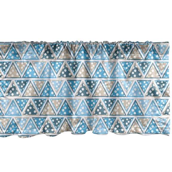 Ambesonne Triangle Window Valance, Blue Toned Composition of Geometric Shapes with Polka Dots Grid Abstract Pattern, Curtain Valance for Kitchen Bedroom Decor with Rod Pocket, 54" X 18", Multicolor