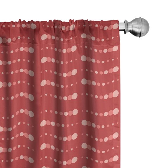 Ambesonne Tribal Window Curtains, Boho Modern Polka Dots Art, Each 28" W x 63" L, Dark Coral Peach Salmon