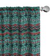 thumbnail image 1 of Ambesonne Tribal Window Curtains, Hand Drawn Aztec, Each 28" W x 95" L, Red Blue Teal, 1 of 4