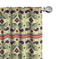 thumbnail image 1 of Ambesonne Tribal Window Curtains, Peacock Pattern, Each 28" W x 95" L, Cream and Purple, 1 of 4