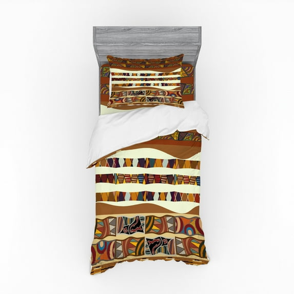 Ambesonne Tribal Bedding Set 3 Pcs, Boho Folk, Twin, Multicolor