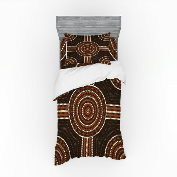 Ambesonne Tribal Bedding Set 3 Pcs, Pebble Stone Style Dots, Twin XL, Multicolor