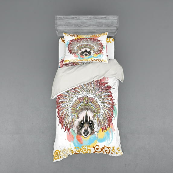 Ambesonne Tribal Bedding Set 3 Pcs, Prehistoric Feathers Ethnic, Twin, Multicolor