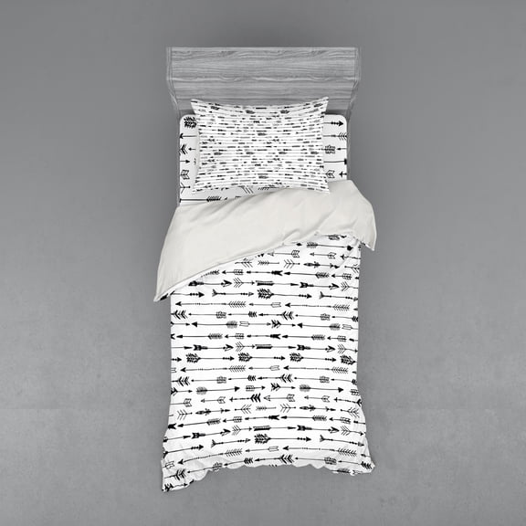 Ambesonne Tribal Bedding Set 3 Pcs, Rustic Arrows, Twin XL, Black and White