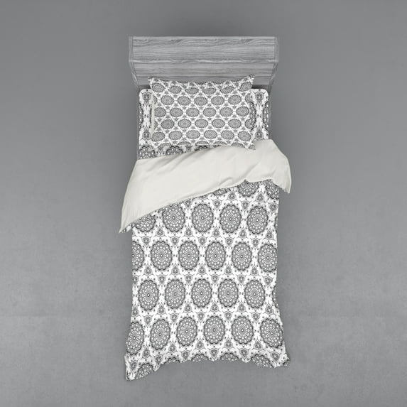 Ambesonne Tribal Bedding Set 3 Pcs, South Eastern Pattern, Twin, Black and White