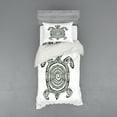 thumbnail image 1 of Ambesonne Tribal Bedding Set 3 Pcs, Turtle Maori, Twin, Black and White, 1 of 2