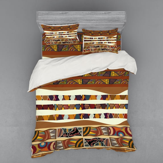 Ambesonne Tribal Bedding Set 4 Pcs, Boho Folk, Queen, Multicolor