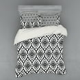 thumbnail image 1 of Ambesonne Tribal Bedding Set 4 Pcs, Diagonal Bohemic Shapes, Queen, Black and White, 1 of 2