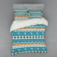 thumbnail image 1 of Ambesonne Tribal Bedding Set 4 Pcs, Floral Aztec Art Pattern, Queen, Blue Orange and White, 1 of 3