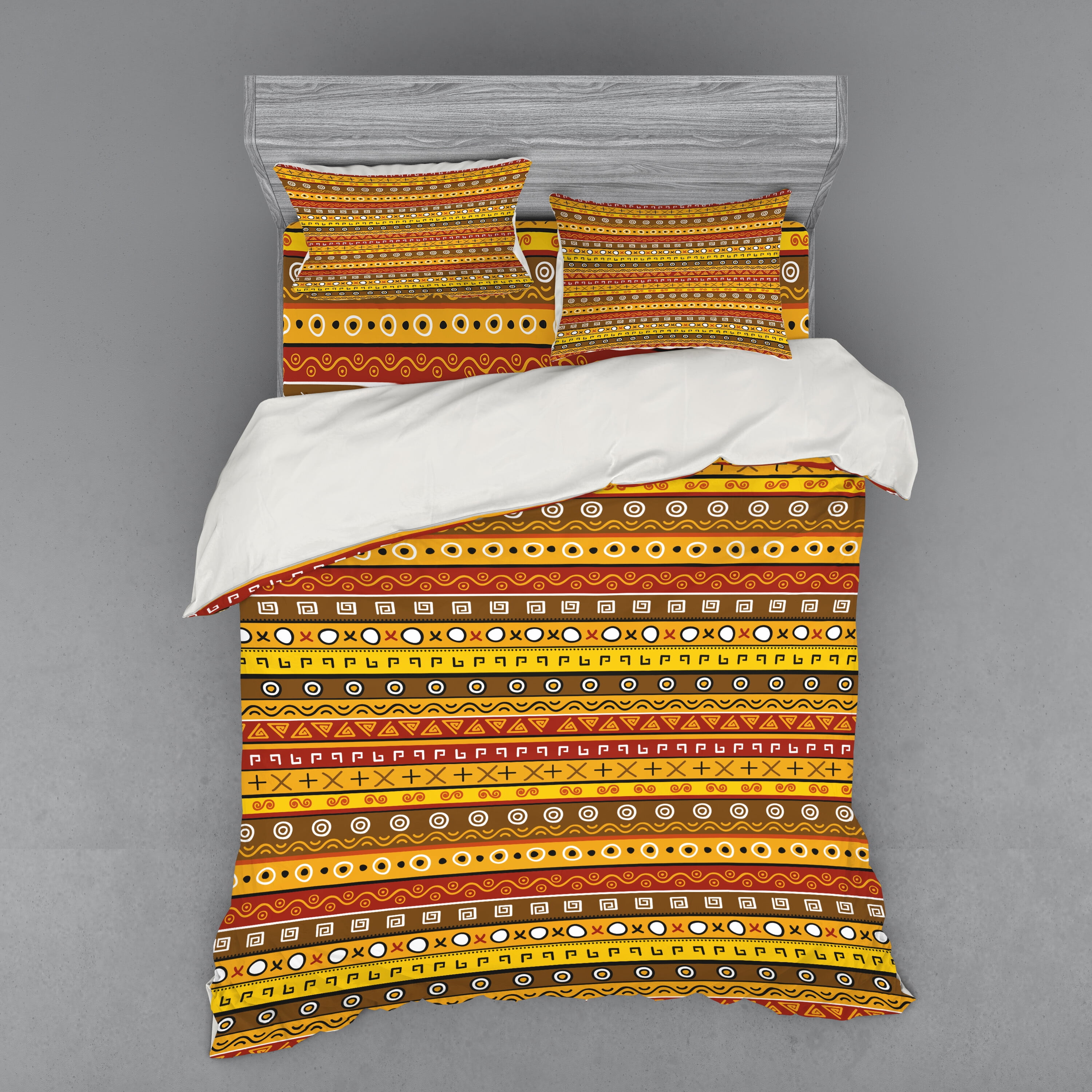 Ambesonne Tribal Bedding Set 4 Pcs, Indigenous Art, Queen, Orange Yellow
