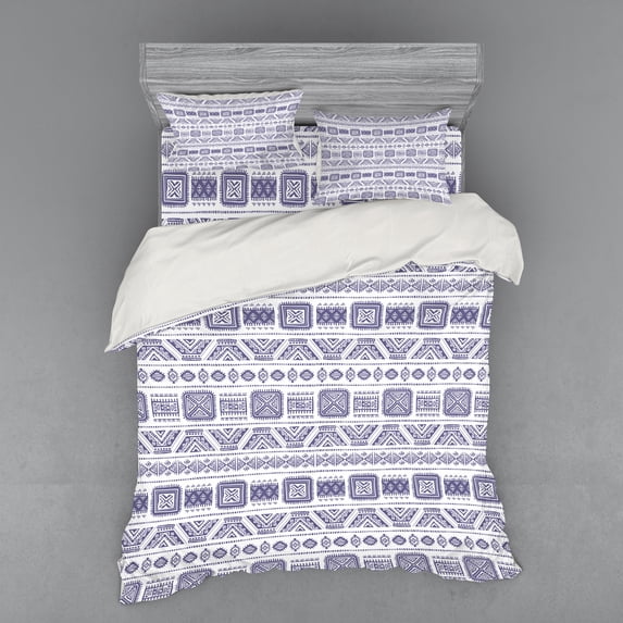 Ambesonne Tribal Bedding Set 4 Pcs, Mexico Aztec Boho, Queen, Mauve White