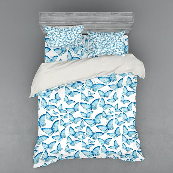 Ambesonne Tribal Bedding Set 4 Pcs, Spring Myth Boho Style, Queen, White and Blue