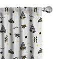 thumbnail image 1 of Ambesonne Tribal Curtains, Abstract Curved Stripes, Pair of 28"x84", Yellow Black White, 1 of 5