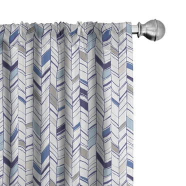 Ambesonne Tribal Curtains, Boho Zigzag Sketchy Line, Pair of 28"x84", Violet Blue White