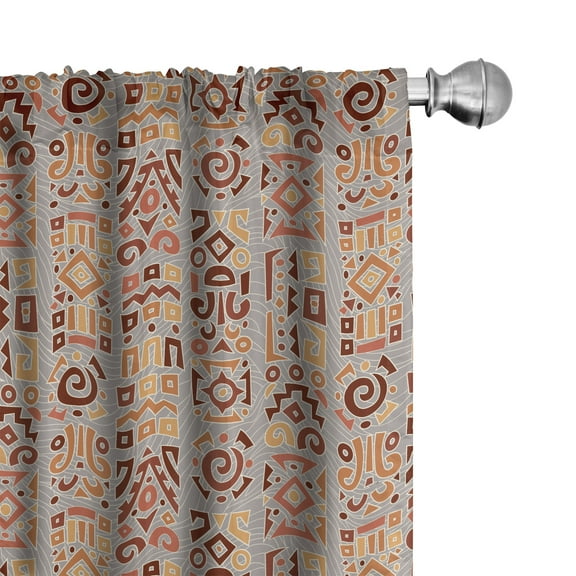 Ambesonne Tribal Curtains, Folkloric Cultural Items, Pair of 28"x63", Multicolor