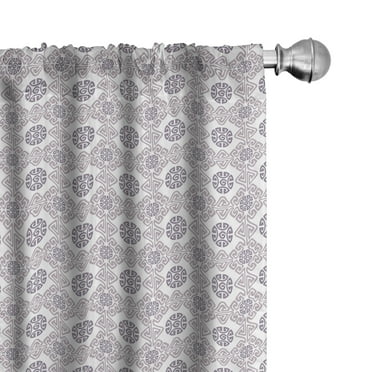 Ambesonne Tribal Curtains, Geometric Ethnic Drawing, Pair of 28"x63", Pale Mauve Grey and White