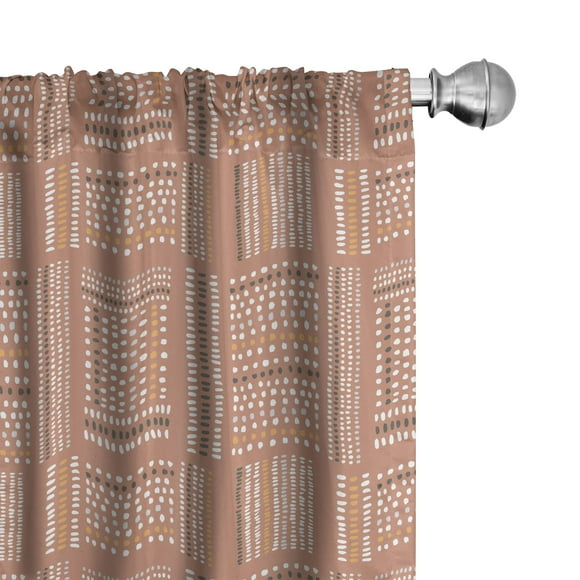 Ambesonne Tribal Curtains, Marks and Strokes Terracotta, Pair of 28"x84", Pale Rust Grey and White