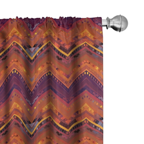 Ambesonne Tribal Curtains, Native Zigzag Ornament, Pair of 28"x84", Multicolor