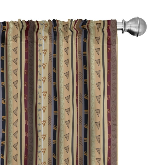 Ambesonne Tribal Curtains, Striped Ornament, Pair of 28"x84", Multicolor