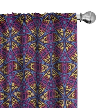 Ambesonne Tribal Curtains, Vintage Circles Design, Pair of 28"x63", Multicolor