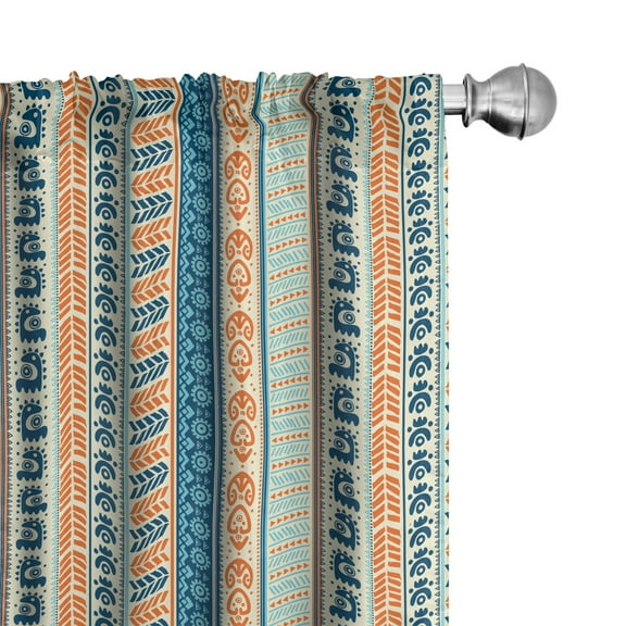 Ambesonne Tribal Curtains, Vintage Pattern, Pair of 28"x63", Merigold Blue