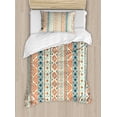 thumbnail image 1 of Ambesonne Tribal Duvet Cover Set, Mexican Aztec Pattern, Twin, Blue Orange Ivory, 1 of 3