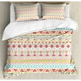 thumbnail image 1 of Ambesonne Tribal Duvet Cover Set, Native Style Aztec Art, Queen, Yellow Pink Aqua, 1 of 3