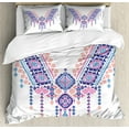 thumbnail image 1 of Ambesonne Tribal Duvet Cover Sets, Geometric Design, 2-Queen, Coral Pink and Blue, 1 of 7