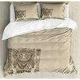 thumbnail image 1 of Ambesonne Tribal Duvet Cover Sets, Mayan Relic, 2-King, Tan Army Green, 1 of 7