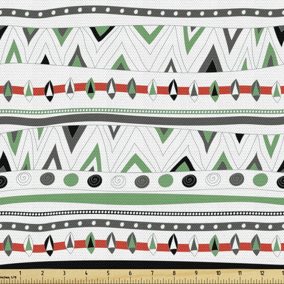Ambesonne Tribal Fabric by the Yard Upholstery, Boho Hippie Traditional, 1 Yard, Multicolor