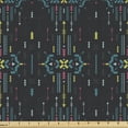 thumbnail image 1 of Ambesonne Tribal Fabric by the Yard Upholstery, Prehistoric Bohemian Geometric, 5 Yards, Dark Blue Grey Multicolor, 1 of 5