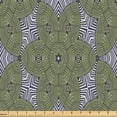 thumbnail image 1 of Ambesonne Tribal Fabric by the Yard Upholstery, Stripped Floral Art, 2 Yards, Grey Olive Green, 1 of 5