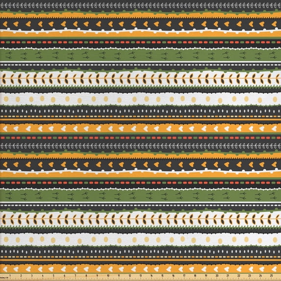 Ambesonne Tribal Fabric by the Yard Upholstery, Tiny Bird Footprints, 5 Yards, Multicolor