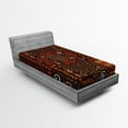 thumbnail image 1 of Ambesonne Tribal Fitted Sheet, Aboriginal Cave, Twin Size, Orange and Black, 1 of 3