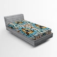 thumbnail image 1 of Ambesonne Tribal Fitted Sheet, Abstract Tribal Patterns, Twin Size, Blue Yellow, 1 of 2